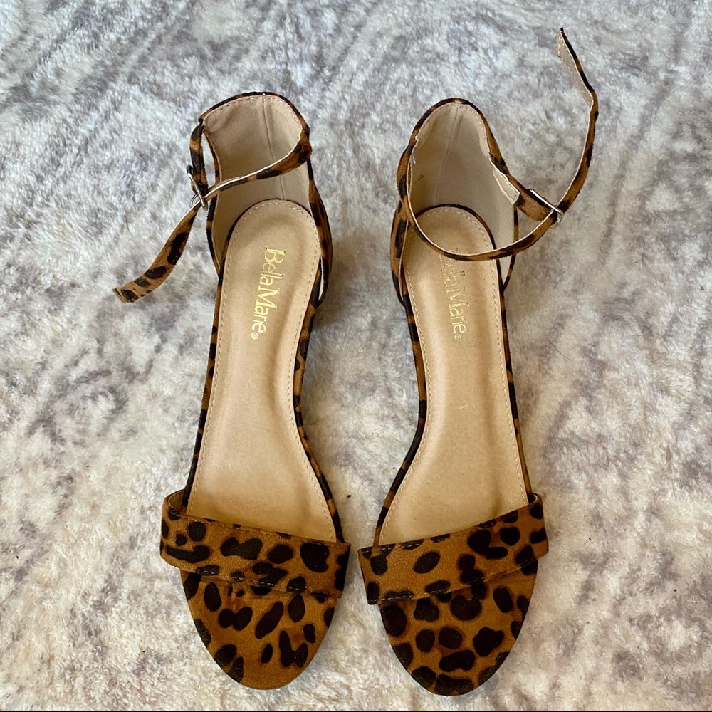 Cheetah block heel sandals